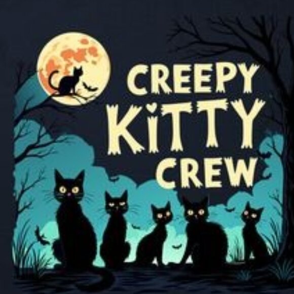 Creepy Kitty Crew T-shirt, Funny Graphics Halloween Graphics 90's Tee - Picture 2 of 4